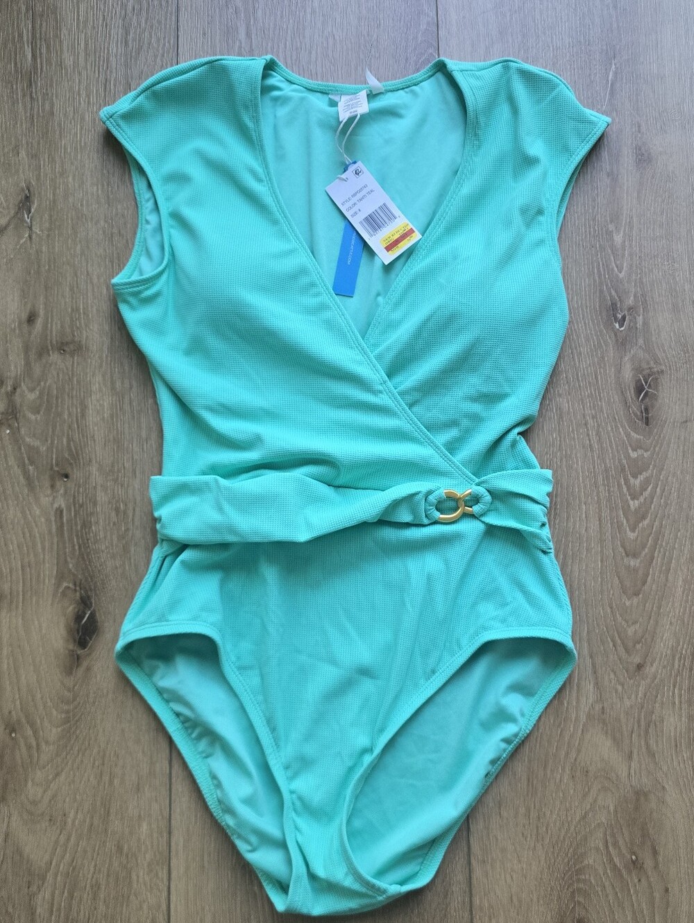Bleu Rod Beattie Pique Ole Cap Sleeve Surplice Plunge One Piece Swimsuit 8 - Picture 2 of 12